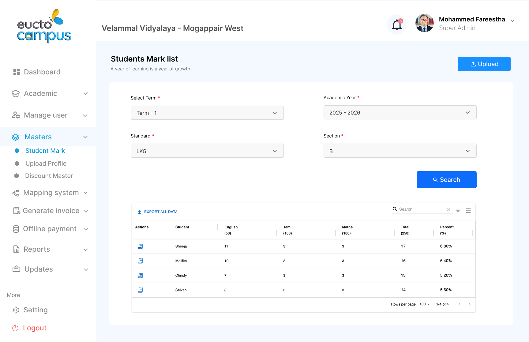 STUDENT MARKSHEET